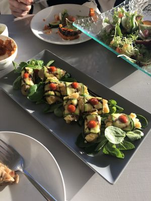 Zucchini rolls  at Katharos Lounge in Santorini