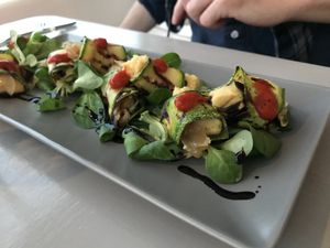 Zucchini rolls  at Katharos Lounge in Santorini