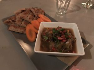 Eggplant dip at Katharos Lounge in Santorini