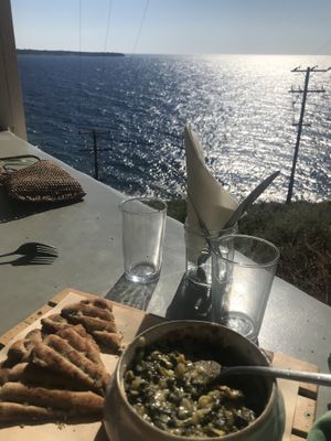 Cheese and spinach dip  at Katharos Lounge in Santorini