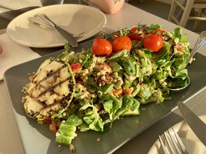Amazing couscous salad at Katharos Lounge in Santorini
