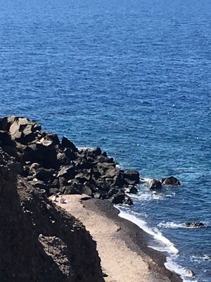 Beach views at Katharos Lounge in Santorini