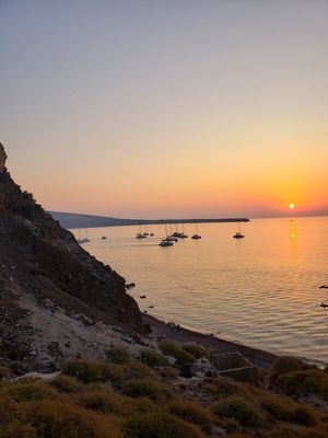 Sunset view from the resturant at Katharos Lounge in Santorini