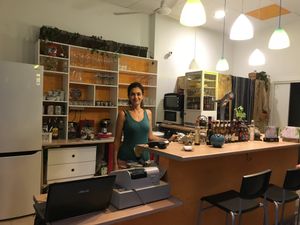 Saharsh in her nice restaurant at La Siria in Malaga