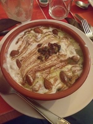 Yoghurt with almonds and pomegranate at La Siria in Malaga