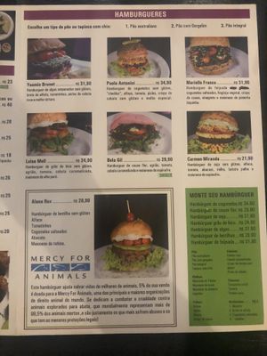 So many options for their burgers  at Vegan's 2Go Savassi in Belo Horizonte
