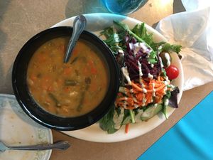 Soup and salad at Thrive Diner in Pittsfield