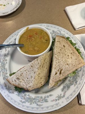 Sandwich with coconut ginger dahl  at Thrive Diner in Pittsfield