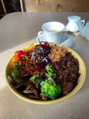 This bowl had me sniffling and crying it was so spicy, I ordered another to go! at Thrive Diner in Pittsfield