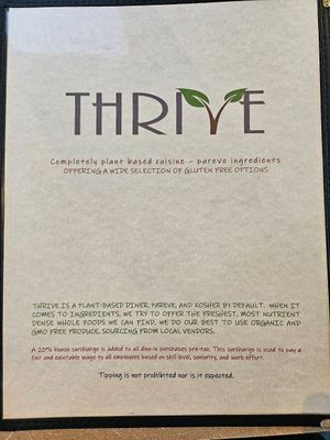 Menu at Thrive Diner in Pittsfield