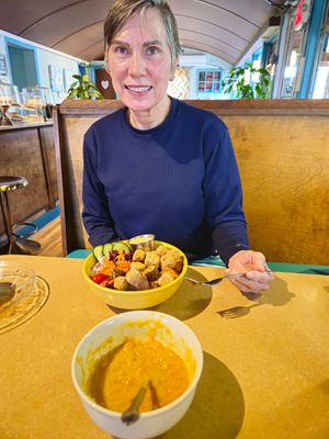Almond parm tofu Buddha bowl at Thrive Diner in Pittsfield