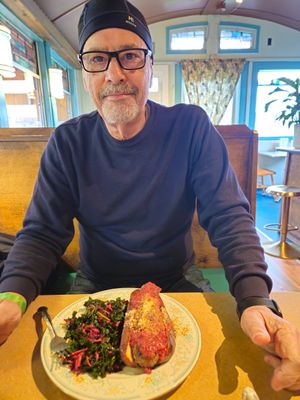 Mockball sandwich on pretzel roll at Thrive Diner in Pittsfield