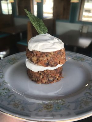 raw carrot cake with vegan maple cream cheese topping at Thrive Diner in Pittsfield