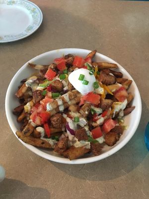 Sausage garbage fries at Thrive Diner in Pittsfield