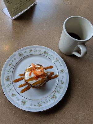 Raw carrot cake and pour-over coffee at Thrive Diner in Pittsfield