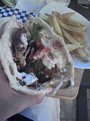 Inside the falafel wrap—ask for the garlic sauce!   at Kareem's in Naples