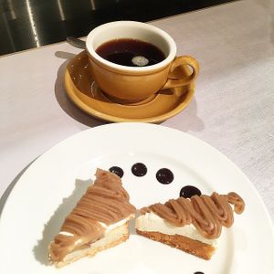 Vegan Mont Black cake and coffee set at Wired Bonbon in Tokyo