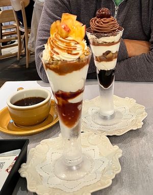 Apple caramel parfait and marron parfait  at Wired Bonbon in Tokyo