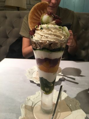 Matcha azuki bean parfait  at Wired Bonbon in Tokyo