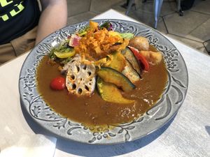 Vegan vegetable curry at Wired Bonbon in Tokyo