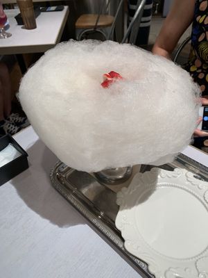 Strawberries and ice cream inside a pillow of cotton candy !  Unreal ! at Wired Bonbon in Tokyo