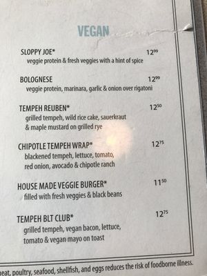 The menu at Shoreline Diner and Vegetarian Enclave in Guilford