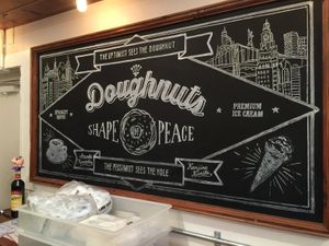 Just inside the entry.  at Good Town Doughnuts in Tokyo