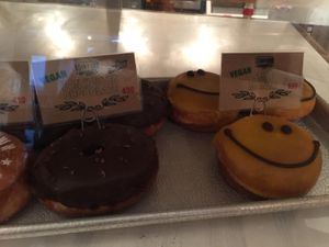 Variety of doughnuts available. at Good Town Doughnuts in Tokyo