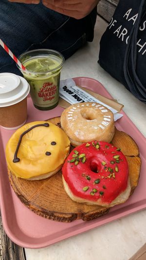 Raspberry, mango and glazed donuts at The Little Bakery in Tokyo