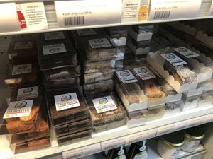 Raw vegan cakes. My fav are the carob cakes, so good! at Unlimited Health in Amsterdam
