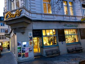outside at Cafe Zaehringer in Zurich
