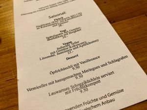 menu at Cafe Zaehringer in Zurich