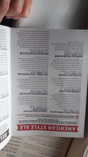 One page of the beer menu, see plenty of vegan options at Brewhouse and Kitchen in Poole