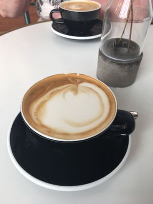 Cappuccino and flat white (at the back) at Deep Coffee Roaster in Marseille