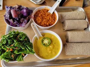 Rainbow platter at Berbere by T&T in Santa Monica