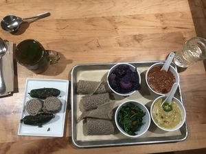 Rainbow dish, jalapeño side at Berbere by T&T in Santa Monica