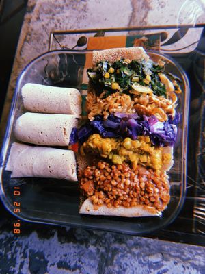 Injera combo. Vegan food with Ethiopian twist. at Berbere by T&T in Santa Monica