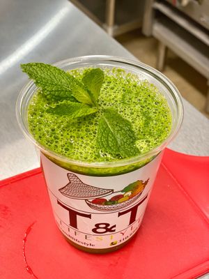 Green power smoothie  at Berbere by T&T in Santa Monica