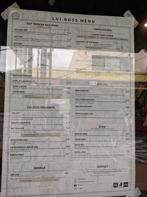 Menu at Lui.Boss in Preston