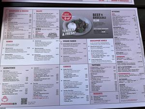 the menu, vegan marked with small v’s  at MoschMosch - Goetheplatz in Frankfurt