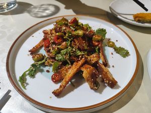 Spicy "chicken skin" at LianHua - Lotus Veg Cafe in Suzhou