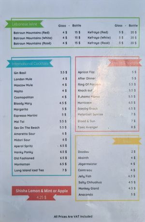 Menu2 at Luna's Kitchen in Beirut