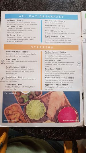 Menu 1 at Luna's Kitchen in Beirut