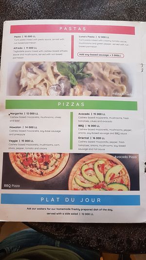 Menu 3 at Luna's Kitchen in Beirut