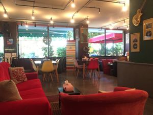 Dining room and couches to chill at Luna's Kitchen in Beirut