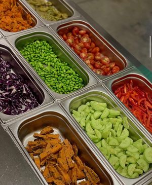 Part of salad bar. You can choose ingredients for your own salad. Photo by Seldereybar at Selderei in Krasnodar