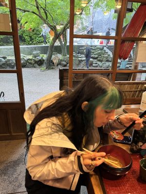 Deer outside at Mizuya Chaya 水谷茶屋 in Nara