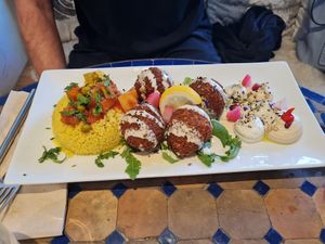 Falafel platter w hummus and rice  at Za Zaa - Petersgraben in Basel
