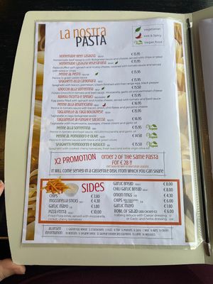 pasta menu with vegan options  at EATin'IT in Blarney