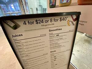 menu  at Pressed Juicery in Seattle
